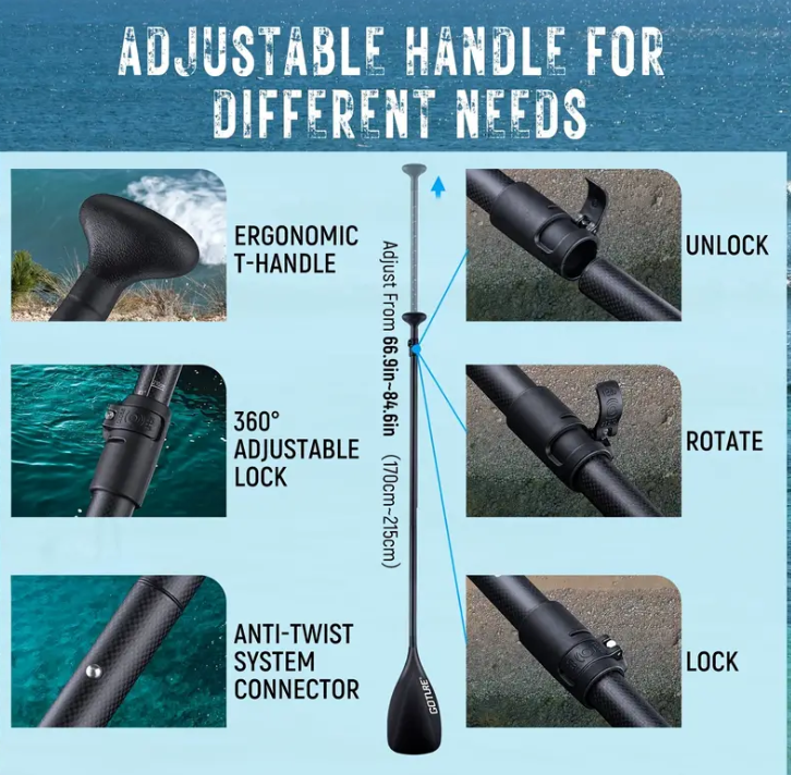 Carbon Fiber Adjustable Stand-Up Paddleboard Paddle with Bag