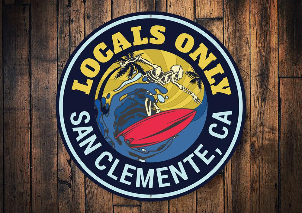 Locals Only Surfer Sign