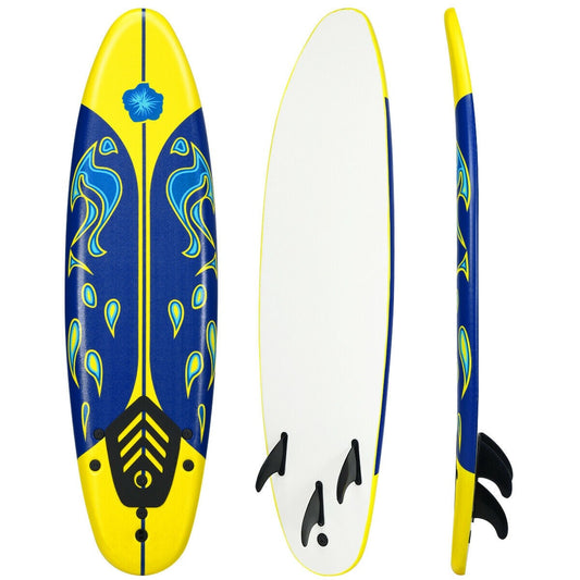 6' Surfboard Surf Foam Top Board - Yellow/Blue | Eclectic Fish