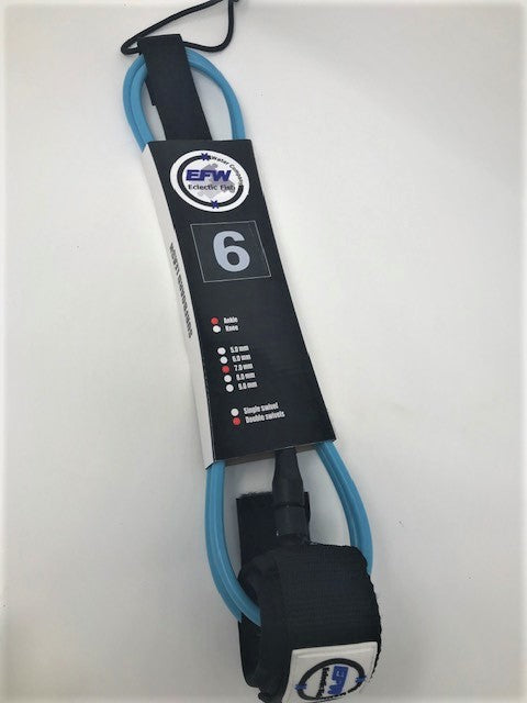 Eclectic Fish Coral Blue Rope Surfboard Leash - 9 ft